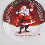 Тарелка бумажная «Дед Мороз с подарками», 4308732